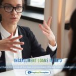 A woman talking to another woman at a table about installment loans in Ohio