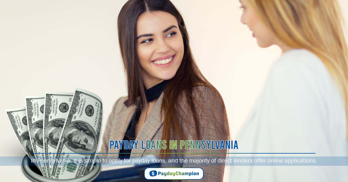 A woman holding a tray with money from payday loans Pennsylvania in it