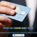 A man holding a credit card with the words where can i borrow money online