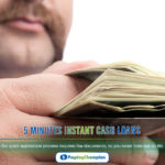 A man holding a stack of 5 minutes instant cash loans money in his hands
