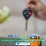 A person holding a remote control over a laptop representing title loans Virginia online