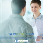 A man talking to another man in an office about tax refund cash advance