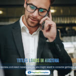 A man in a suit talking on a cell phone about title loans in Arizona