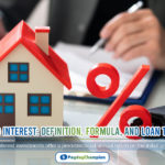 A person sitting at a table with a house model and a calculator analyzing fix interest definition, formula, and loan types